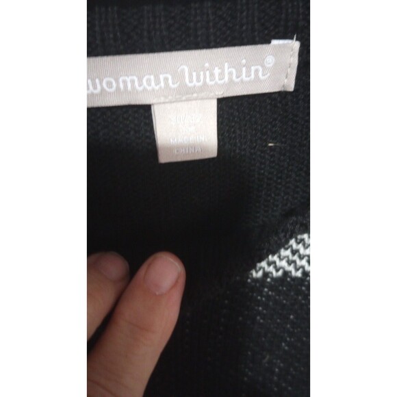 Women Within Checkered Sweater Plus Size 26/28 Black/White Pullover Long… - Picture 5 of 8